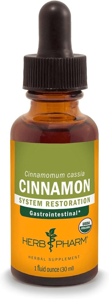 Herb Pharm Certified Organic Cinnamon Liquid Extract for Cardiovaskulær og Circulatory Support - 1 Ounce