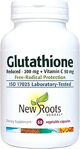 NY ROOTS HERBAL Glutathion Supplement, 200 mg Reduceret + C-vitamin (120 Veg Caps)