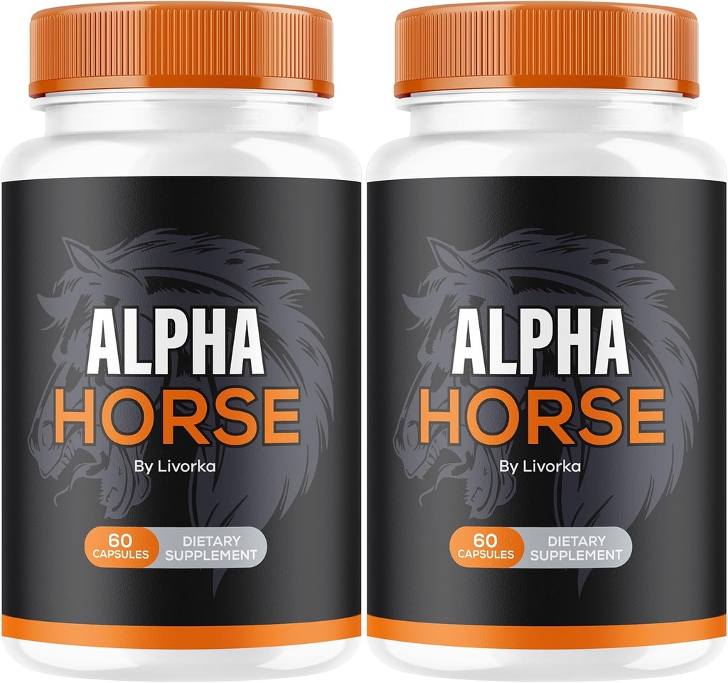 (2 Pack) Alpha Horse, Alpha Horse Pills for Mænd, Alpha Horse Kapsler, Alpha Horse Supplement, Alpha Horse Vitamin Alle naturlige Premium Formel, Alpha Horse Supplement Support, 120 Kapsler til 2 Måned