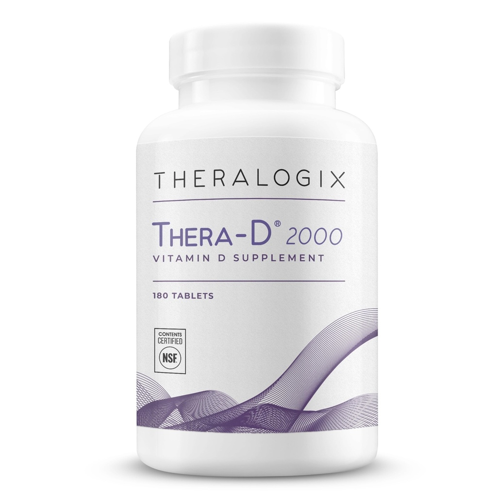 Theralogix Thera- D 2000 vitamin D supplement - 2.000 IE (50 mcg) D3- vitamin tabletter - 180 - Day Supply - immunsupport supplement til kvinder & mænd - Aids Knogle- hjerte sundhed - NSF Certificeret - 180 tabletter