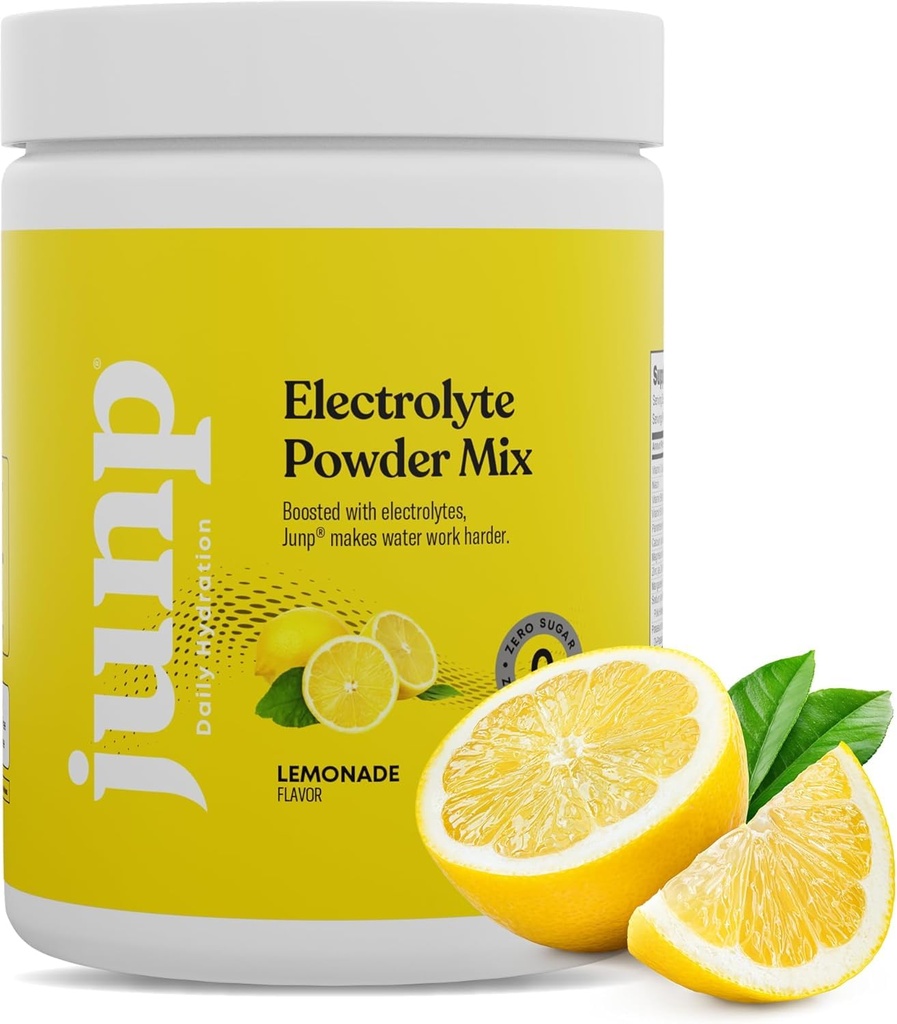 JUNP Electrolytes Powder No Sugar No Carbs - Lemonade Keto Electrolyte Drink Mix - Kalium & Salt Hydration Powder Electrolytes - Zero Calorie Sugar Free Electrolyte Powder, Kosher, 90 Servering