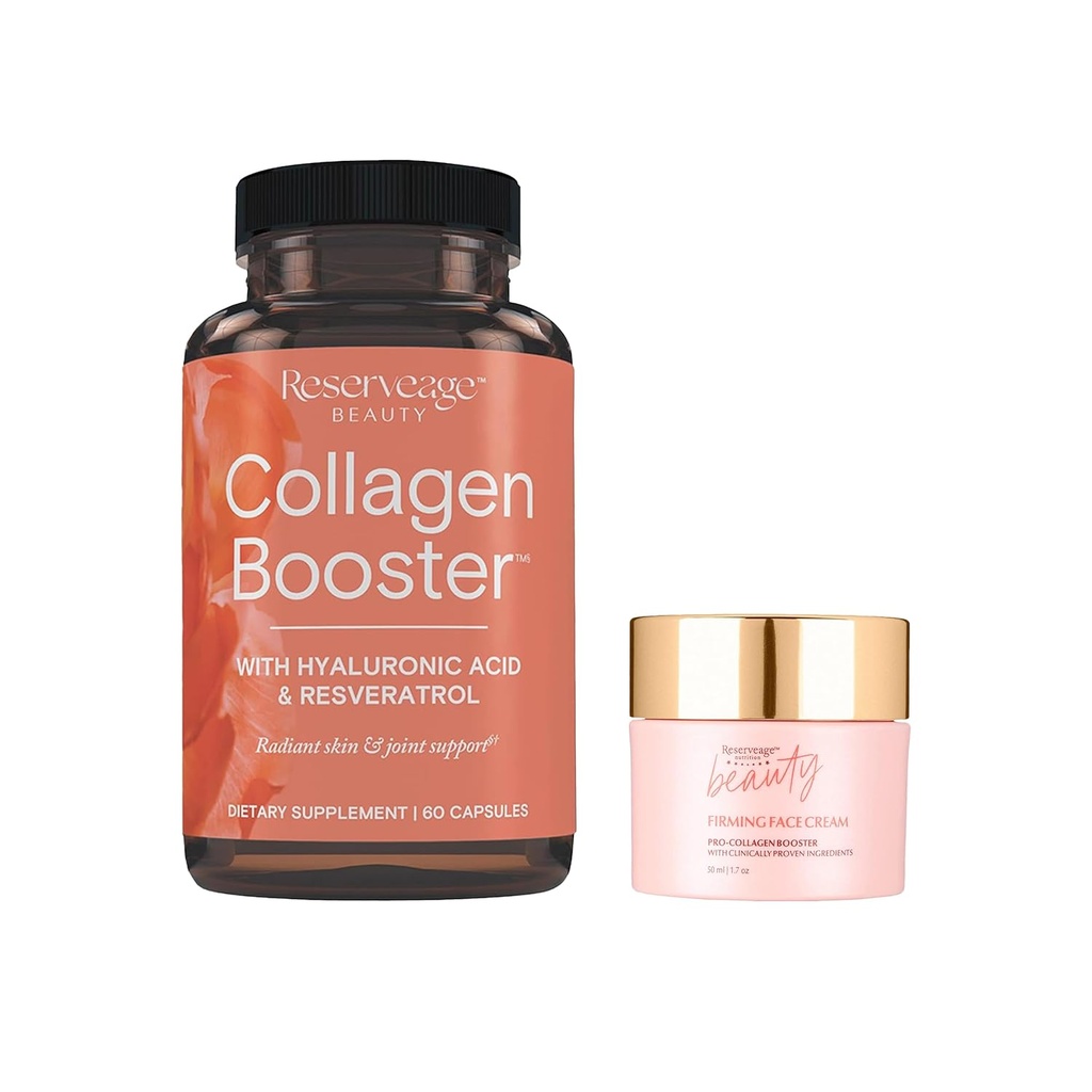 Reserveage Skønhed, Collagen Booster, Collagen supplement til hudpleje og fælles sundhed 60Caps & Firming Face Cream, 1.7 oz