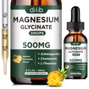 Magnesium Glycinat 500mg - Flydende Magnesium Drops, Ashwagandha, L - Theanin, Kamille - Rolig & Stress Relief, Afslapning, Restable Sleep, Muscle Heart Health, Vegan - 2 Fl Oz (30 dage)