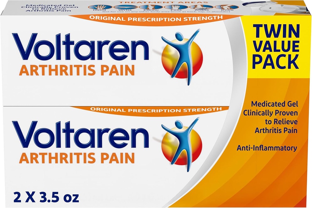 Voltaren Arthritis Pain Gel for Powerful Topical Arthritis Pain Relief with Diclofenac - NEW Easy Open Cap - 100 g x 2