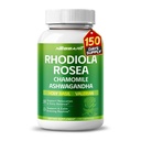 RHODIOLA ROSEA Supplement- 11-in-1 Natural Blend med kamille L- Theanine Ashwagandha Holy Basil Valerian Passionflower - 150 Count - Made & Testet i USA