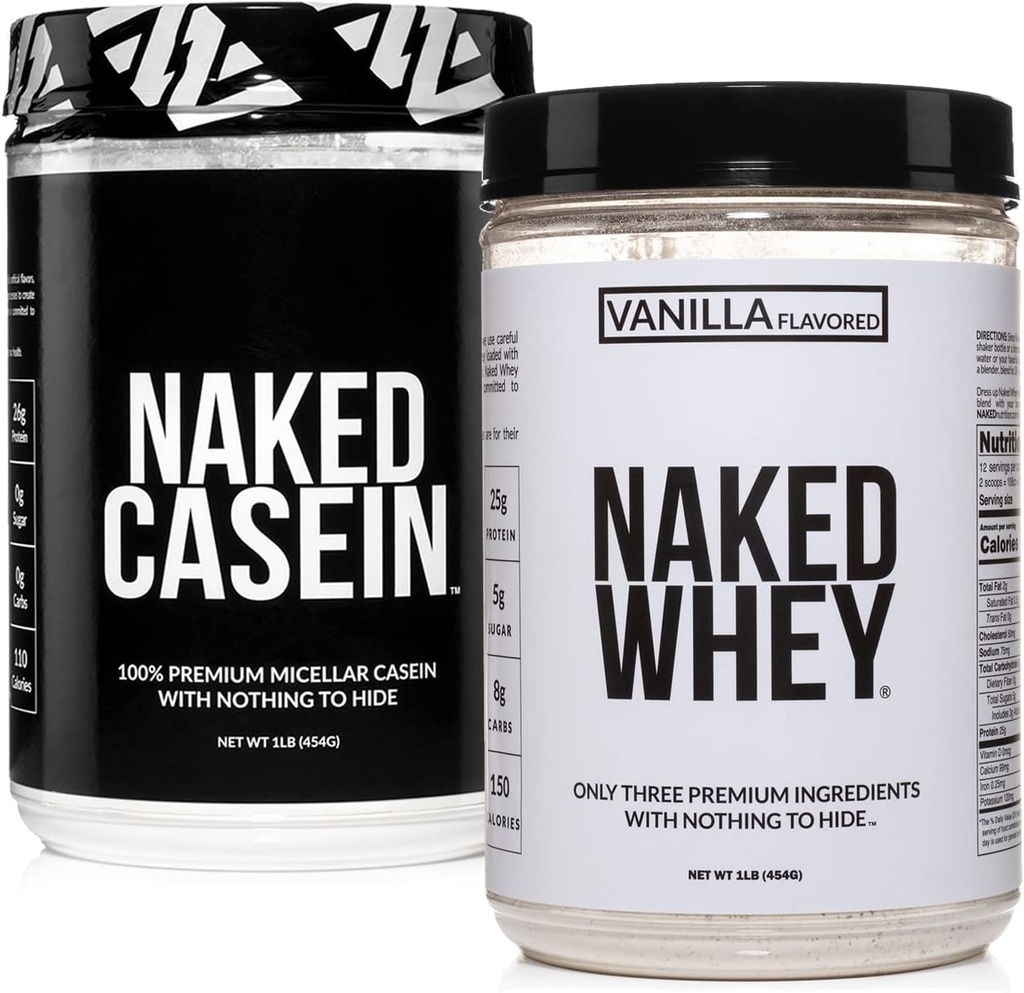 NAKED Grass Fed Protein Bundle: 1LB Casein og 1LB Vanilla Valle