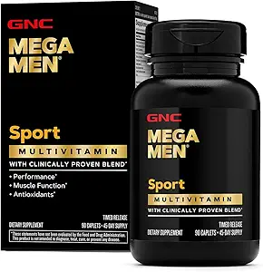 Mega Men Sport Multivitamin Caplets, Athletic Performance Nutrition, Muscle Function, Clinically Proven to Feel Better, Antioxidants, B Vitamins, Energy Production, Timed Release, 90 ct, 45 svgs