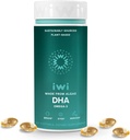 Iwi DHA Omega-3, 60 Softgels (30 Servering), Plant- baserede Alger Omega 3, Brain, Eyes & Nervesystemet Support Kosttilskud, Krill & Fish Oil Alternative, Ingen Fishy Aftersmage