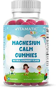 Vitamatic Kids Magnesium Calm Gummies - 60 Vegansk greve - Stor smag - Fremme sund, Muskel, Ben, & Energistøtte