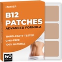 B12 Patches (pakke med 60) - 100% Natural Patch for kvinder og mænd - Fjende, Energi, Focus & Body Support - Forbedret formel