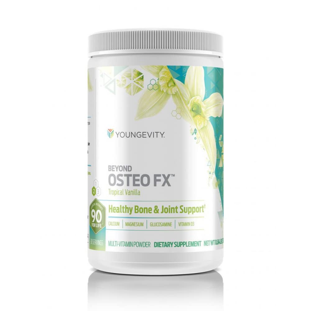 Youngevity Beyond Osteo- FX ™ Powder - 1200 mg med vitamin D3, Tri- Calcium phosphat, Magnesium og zink - Calcium Citrat supplement for kvinder & mænd - Non- GMO, Gluten- Free - Tropical Vanilla