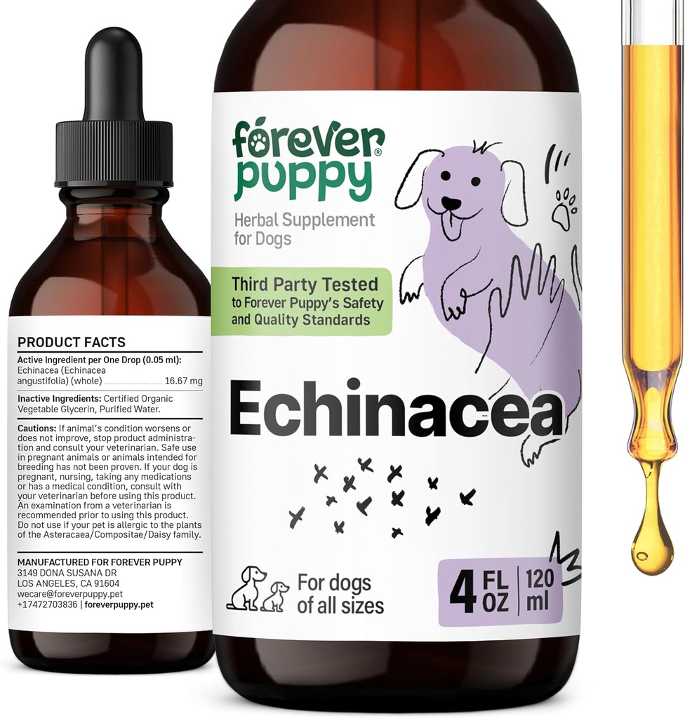 Forever Puppy Echinacea Drops for Dogs - Immunity Support & Respiratory Health w / Echinacea Herb Extract - Liquid immun Support Support for Dogs of All Breeds & Sizes - 4 oz