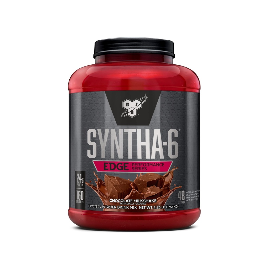 BSN SYNTHA- 6 EDGE Protein Powder, with Hydrolyzed Whey, Micellar Casein, Milk Protein Isolate, Low Sugar, 24g Protein, Chocolate Milkshake, 48 Servere