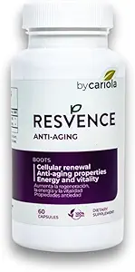 Resvence Resveratrol Supplement kapsler - Antioxidant - Boost immunsystem - Energi & Vitality - Cellular Fornyelse - Understøtter General Wellbeing - Resveratrol - Camu Camu - 60 Caps