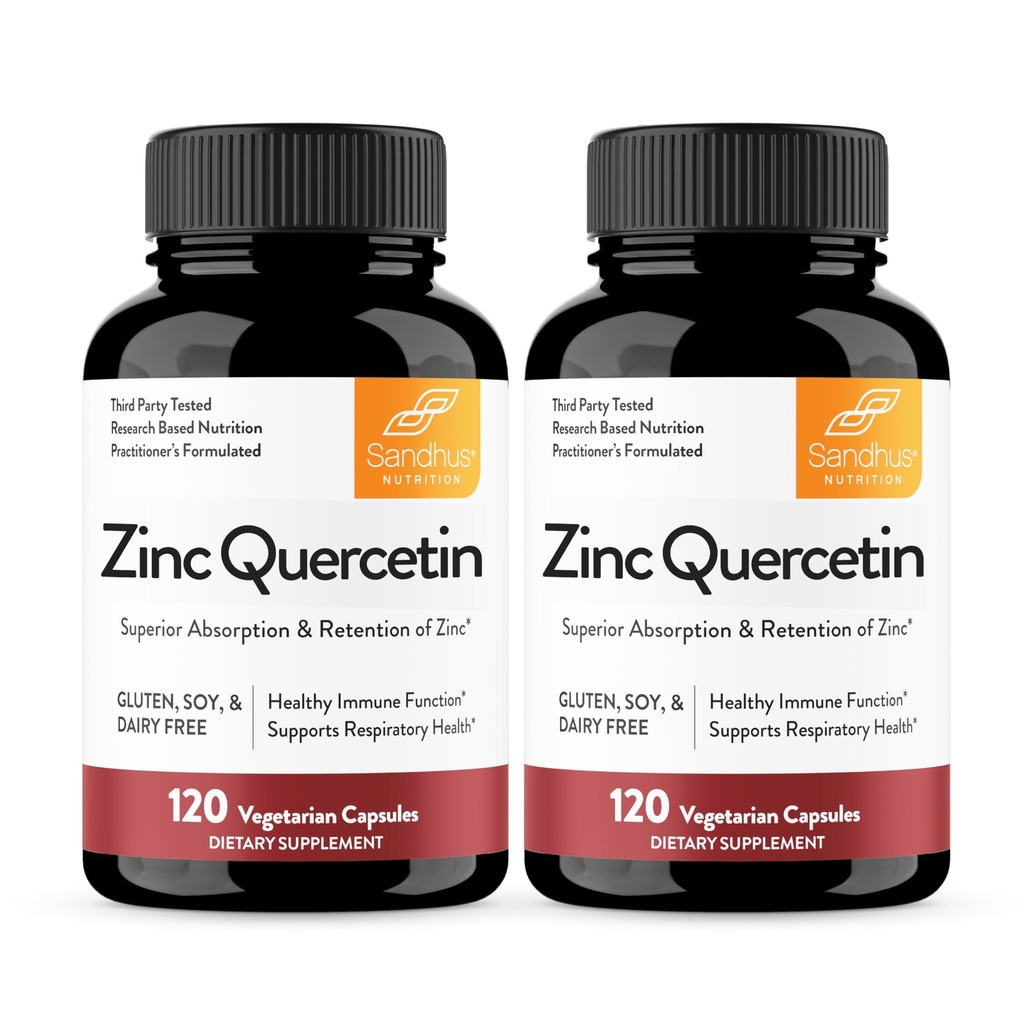 Sandhu 's Zink Quercetin 120 vegetariske kapsler (pakke med 2)