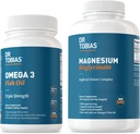 Dr. Tobias Omega 3 Fish Oil & Magnesium Bisglycinate Kosttilskud, Høj Absorption, understøtter hjerte, hjerne, immunforsvar, energi, muskel, ben & fælles sundhed, non-GMO