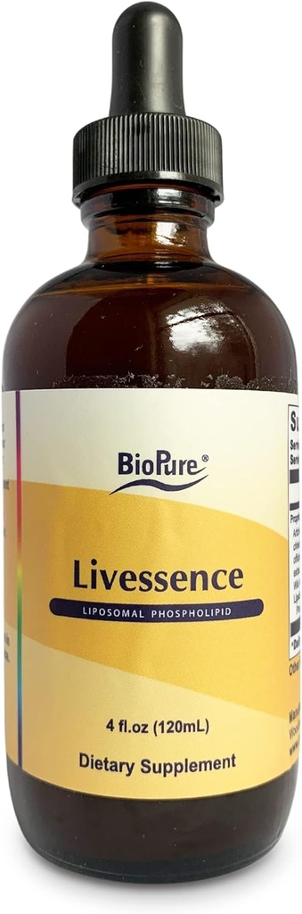 BioPure Livessens Herbal Tinktur - Potent Blend af 6 Botaniske Ekstrakter & Liposomes til støtte lever, Galdeblære, Hormone & Mikrobiome Balance, Detox, Gut Sundhed, og Samlet Wellness - 4 fl oz