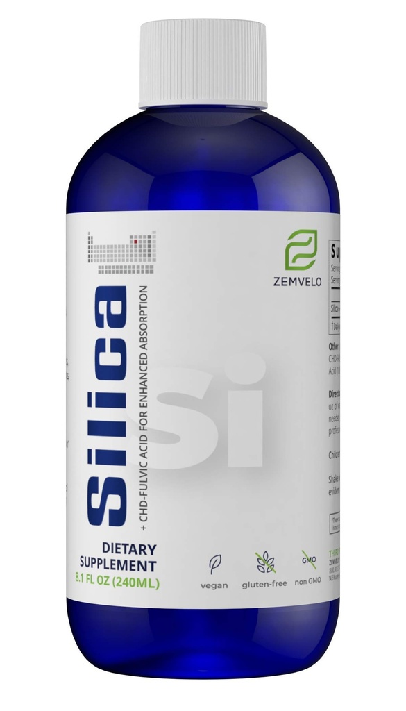 Flydende Ionic Silica - hår, hud og negle Nutrition Note 124; Collagen Support Note 124; Fælles støtte til sundhed Tendons & Cartiage Note 124; 8 oz, 48 Day Supply