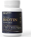 Puregen Labs Biotin 10,000 MCG Supports Healthy Hair, Skin & Nails - High Potency Beauty Support - Non-GMO, Gluten Free | 360 Vegetarian Tablets