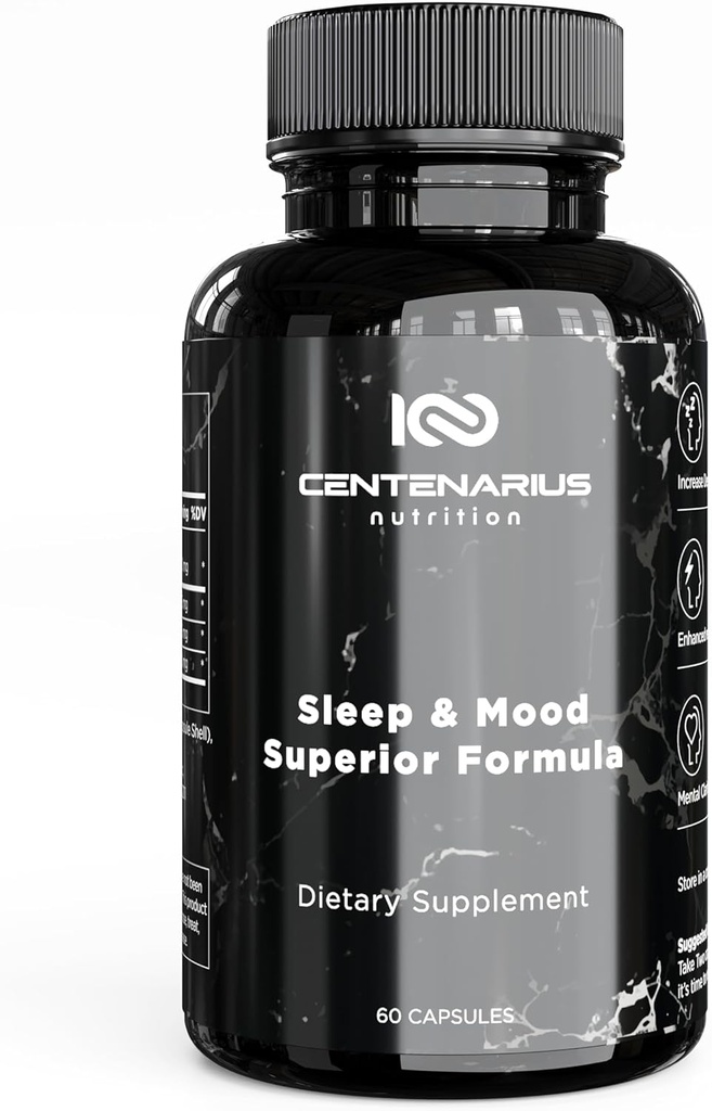 Centenarius Nutrition Sleep and Food Formel med L- Theanin, 5- HTP, PharmaGABA + mere til søvn + forbedret mood & stress niveauer (60 Greve)