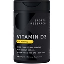 Sports Research Vitamin D3 1000iu (25mcg) Infunderes med kokosolie ~ Immuno & Bone Support ~ Non- GMO Verified, Soy & Gluten Free (360 Mini Liquid Softgels)