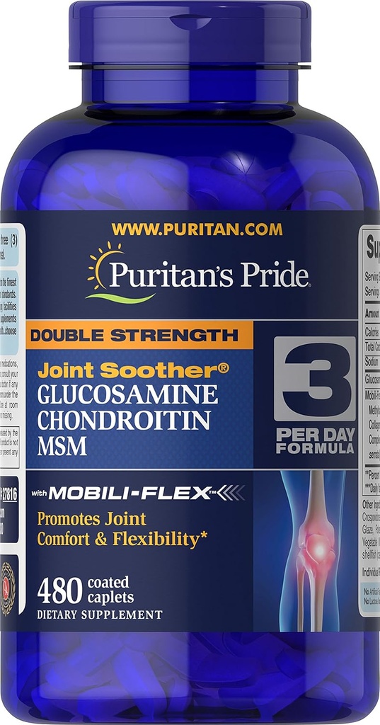 Puritans Pride Glucosamin, Chondroitin & MSM kapsler, 3 per dag formel