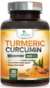 Gurkemeje Supplement 2600mg - 95% Curcuminoider med Økologisk gurkemeje & BioPerine Black Pepper Extract for Best Absorption, Natural Vegan Joint Support, Non- GMO, Flasket i USA - 180 Kapsler