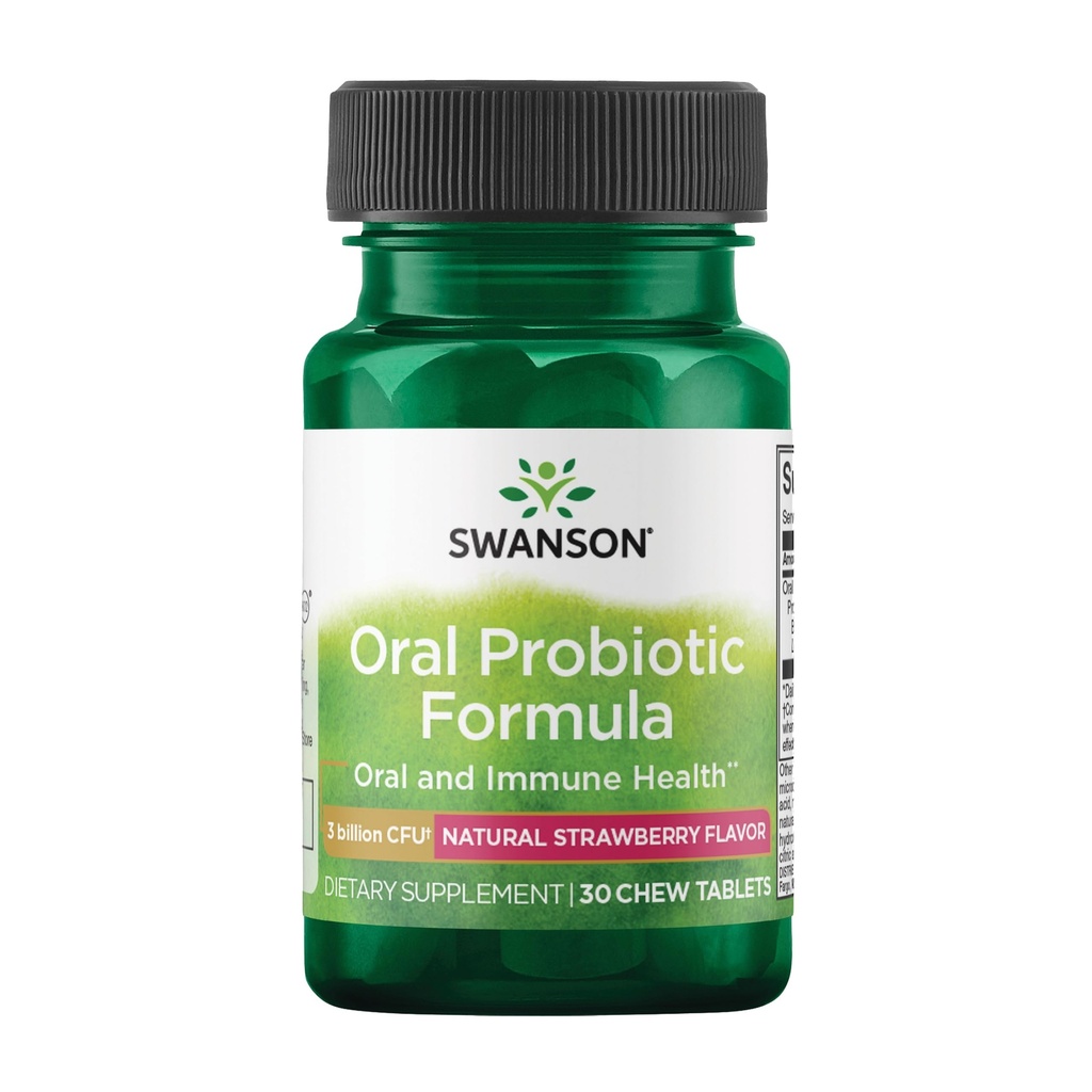 Swanson Oral Probiotisk Formel - Oral og immunsystem Sundhed - Natural Strawberry Flavor 30 Chwbls