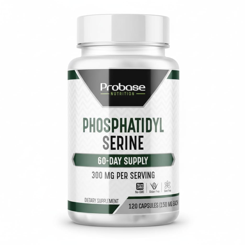 Probase Nutrition Phosphatidylserin 300mg tillæg Hjerne Sundhed og Hukommelse Støtte Non-GMO Gluten Gratis 120 Kapsler Phosphatidyl Serine Complex