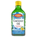 Carlson - Cod Lever Oil, 1100 mg Omega- 3s, Flydende Fish Oil Supplement, Wild-Fanget Norsk Arktis, Sustainable Sourced Nordic Liquid, Lemon, 250 ml