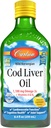 Carlson - Cod Lever Oil, 1100 mg Omega- 3s, Flydende Fish Oil Supplement, Wild-Fanget Norsk Arktis, Sustainable Sourced Nordic Liquid, Lemon, 250 ml