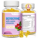 Berberine med Ceylon Kanel Gummies, høj potens Berberine HCI supplement, immunforsvar, 120 Mango Flavored Gummies