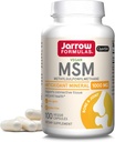 Jarrow Formulas MSM 1000 mg - 100 Veggie kapsler - Methylsulfonylmethan - Kilde til svovl - Kosttilskud Understøtter & Styrker Joints - Op til 100 Servere