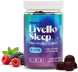 Livello Sleep Wild Berry Gummies - 60 Servering Natural Sleep Support med 5-HTP, Melatonin, og vitamin B6 til Fredelig Nat, Vegan & Gluten- Free