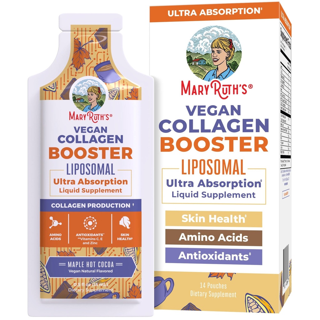 MaryRuth Organics Collagen Booster Liposomal | Sugar Free | Liquid Collagen Booster with VIT C, E, Zinc,Copper&Silica | Skin Care&Joint Support Supplement | Vegan | Non-GMO | Gluten Free | 14 Serving