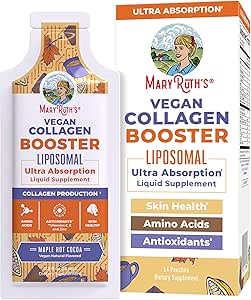 MaryRuth Organics Collagen Booster Liposomal Mea124; Sugar Free Measures 124; Liquid Collagen Booster med VIT C, E, Zink, Copper & Silica Measures 124; Hudpleje & Fælles Support Supplement 124; Vegan Measures 124; Non- GMO Measures 124; Gluten Free Measures 124; 14 Servering