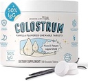 Legendairy Milk Colostrum Supplement - Premium Bovine Colostrum til mennesker - 50% IgG Immunoglobulin til immunforsvar & Gut Sundhed - Energi & Muskel Inddrivelse - Vanilla Chewable Tablets, 30 Servering