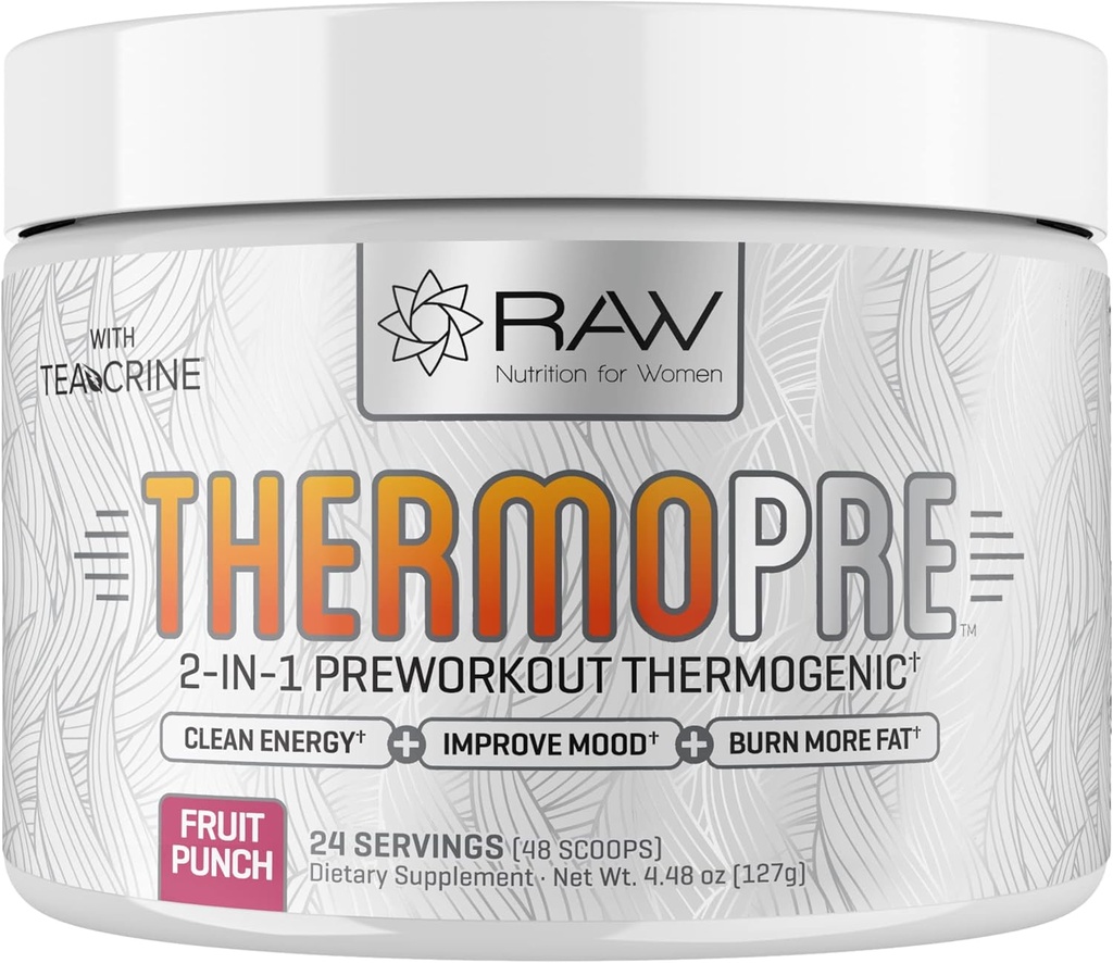 Pre Workout Thermogen Fat Burner Pulver til kvinder og mænd, Energi & Vægttab supplement - Focus & Metabolisme Booster Drink - Ingen kunstige sødestoffer, Frugt Punch, 24SV