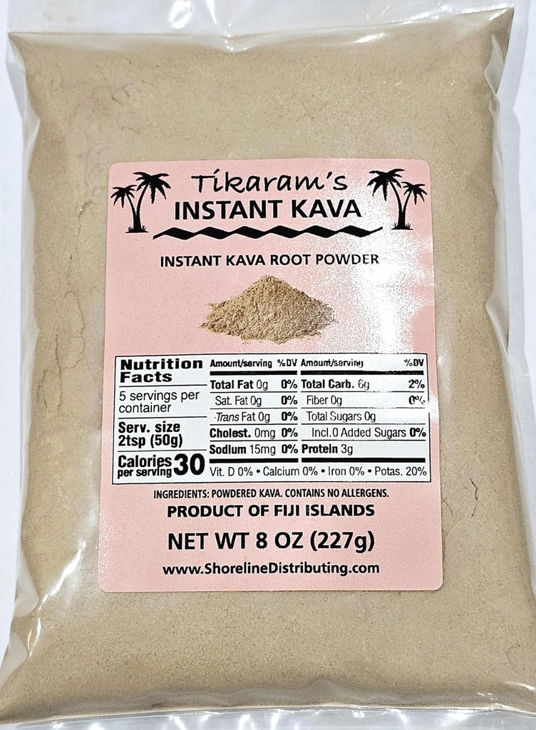 Tikaram 's Instant Kava Powder, Fiji Waka, Noble Kava Root, 1 / 2 LB (8oz) -Fiji Market Engros LLC