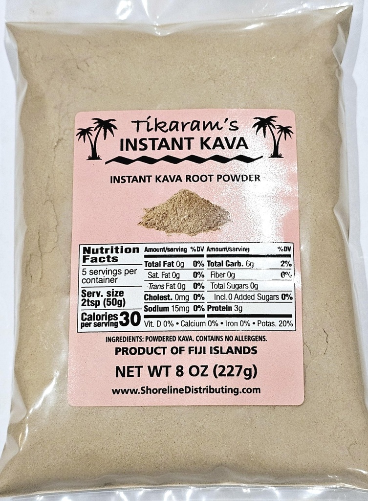 Tikaram 's Instant Kava Powder, Fiji Waka, Noble Kava Root, 1 / 2 LB (8oz) -Fiji Market Engros LLC