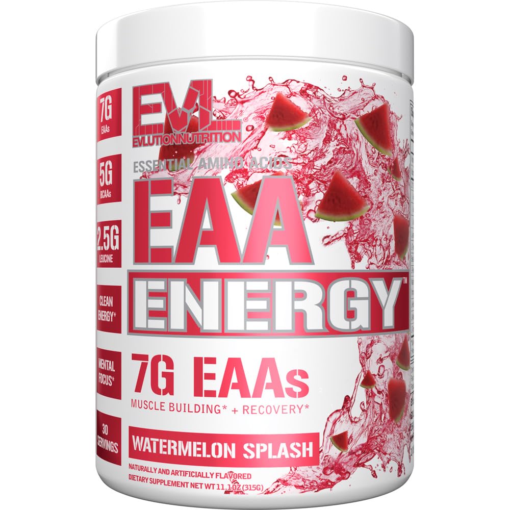EAAs Aminosyrer pulver - Energigivende EAA essentielle aminosyrer Pre & Post Workout pulver til muskeltræning energi og inddrivelse støtte med 7g pr Servering Plus 5g BCAA (Watermelon, 30 Servere)