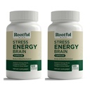 Stress Energy Brain - Træthed Supplement med Cortisol, Stress, Energistøtte - Rhodiola Rosea, Lions Mane, L Theanine, Ginkgo Biloba, Milk Thistle, Jern - 2 Måneders Tilgang