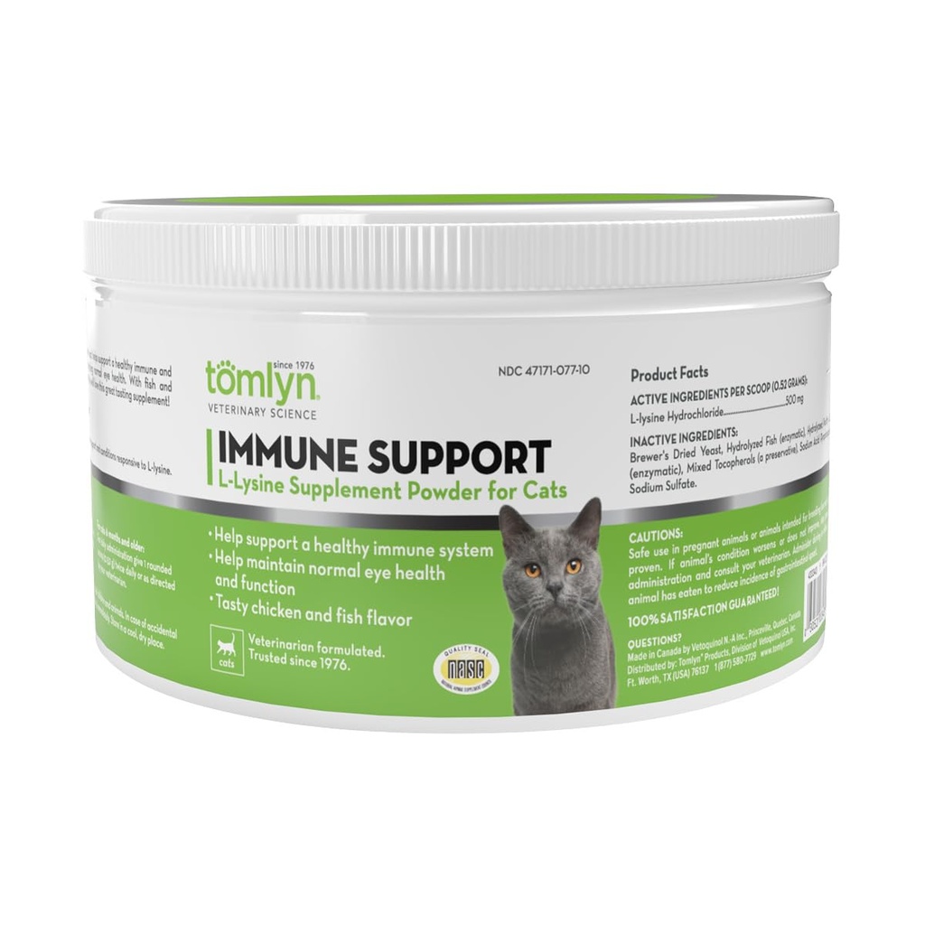 Tomlyn immunforsvar Dagligt L- Lysin tillæg, Fish- Flavored Lysin pulver til katte og killinger, 3.5oz