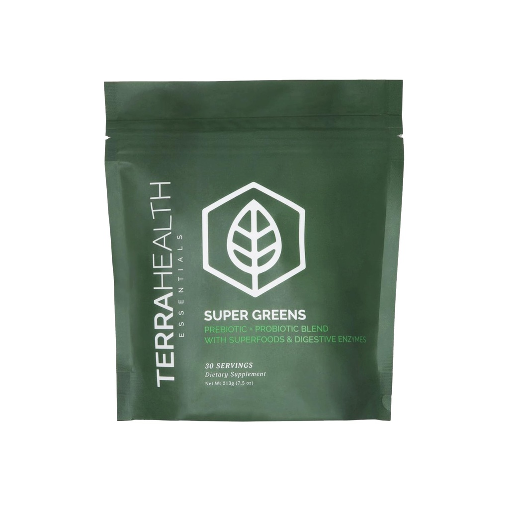 Terra Health Essentials ® Super Greens against 124; Organic Superfood Greens pulveret 124; Gluten- Free Gut- Friendly Probiotics