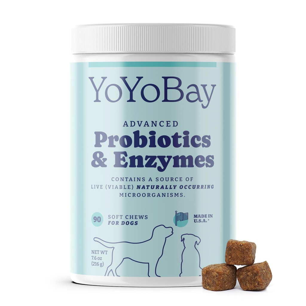 Probiotika til hunde, hunde Probiotika og fordøjelsesenzymer, Pre & Probiotic Over 1 Millioner CFU 'er, for Gut Sundhed og fordøjelsessygdomme, Gær balance, immunforsvar, 90 bløde tykkere