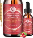 Triple Magnesium Complex Liquid Drops - Magnesium Glycinate Liquid Drops, Taurat & Citrate med L-theanin, vitamin B6 til søvn, muskel, immunforsvar, Vegan, non-GMO, jordbærsmag, 2 Fl OZ