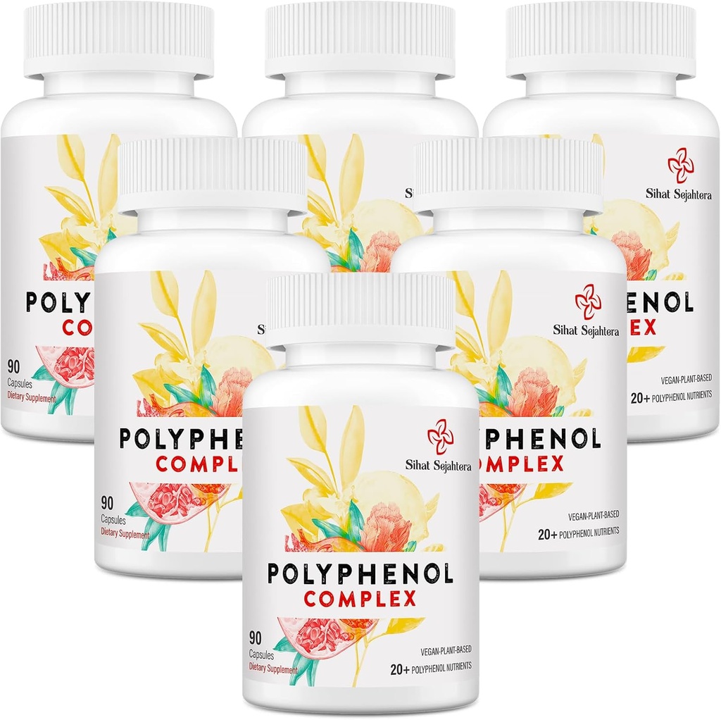67,500 MG polyphenoler supplement - kraftfulde antioxidanter og polyphenol til aldersforsvar, Polyphenol superfood, Quercetin, Resveratrol, grøn te, Plant- baseret & energi, immunforsvar, 540 kapsler