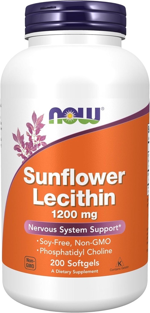 Now Foods Sunflower Lecithin - Phosphatidylcholin - 1,200 MG (200 Softgel)