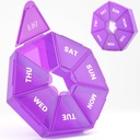 Ugentlig Pill Organizer, 2 Pack Portable Pill Box Medicine sag 6 Farver (Seven Day) Ny udgave af Vitamin / Fish Oil / Pills / Supplements- Gigt Friendly (Purple)