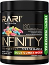 INFINITY - 100% Natural Preworkout Powder for Energy, Focus, and Performance - Mænd og kvinder - Vegan og Keto Friendly - Ingen Creatin - 30 Servering (sour vingummi)